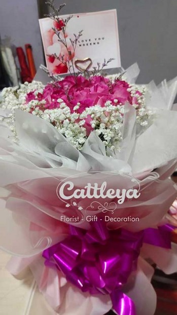 buket bunga segar mawar pink fanta